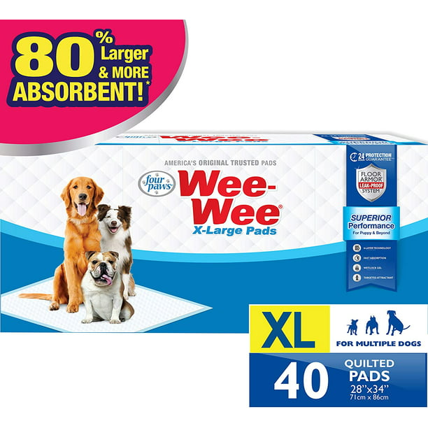 X-Large 28x34 Inch Four Paws Wee-Wee Pads for Dogs 75 Count